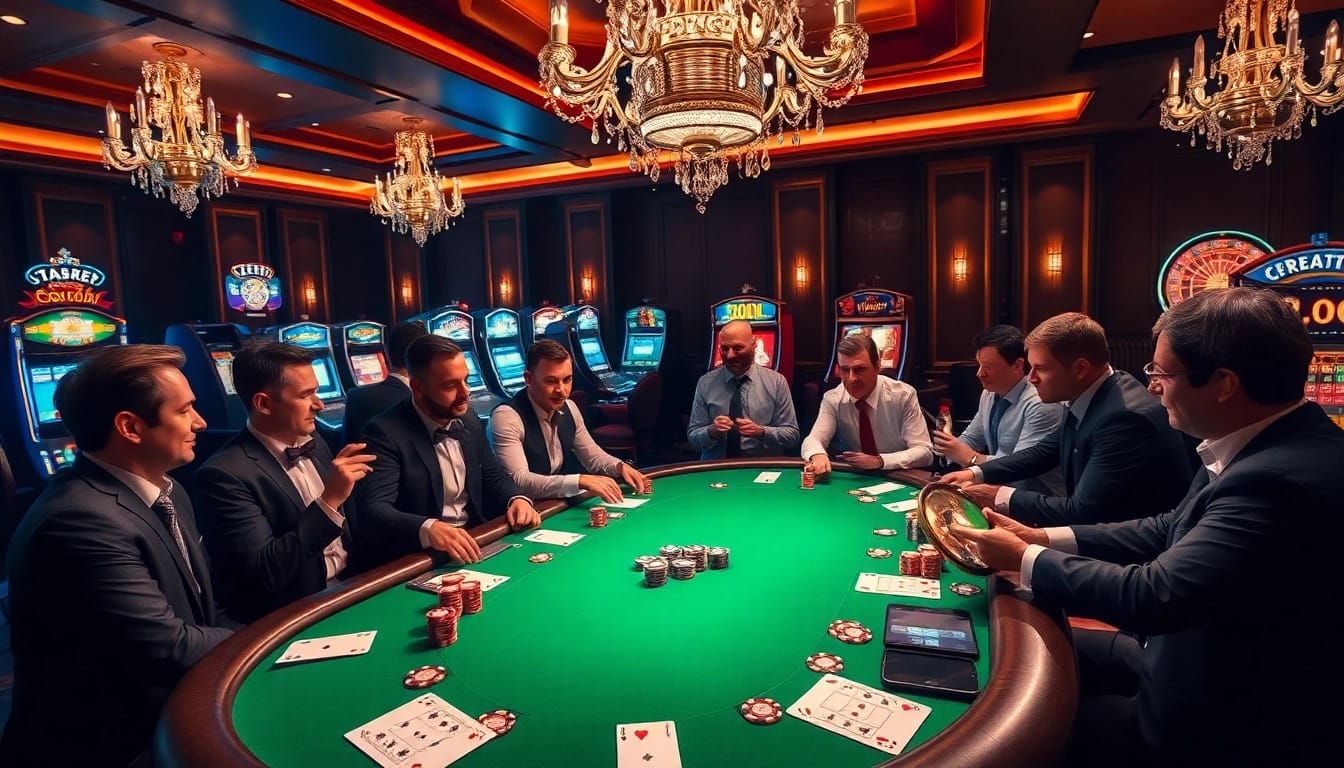 Experience the thrilling ambiance of ee88 with engaging poker games and vibrant casino elements.