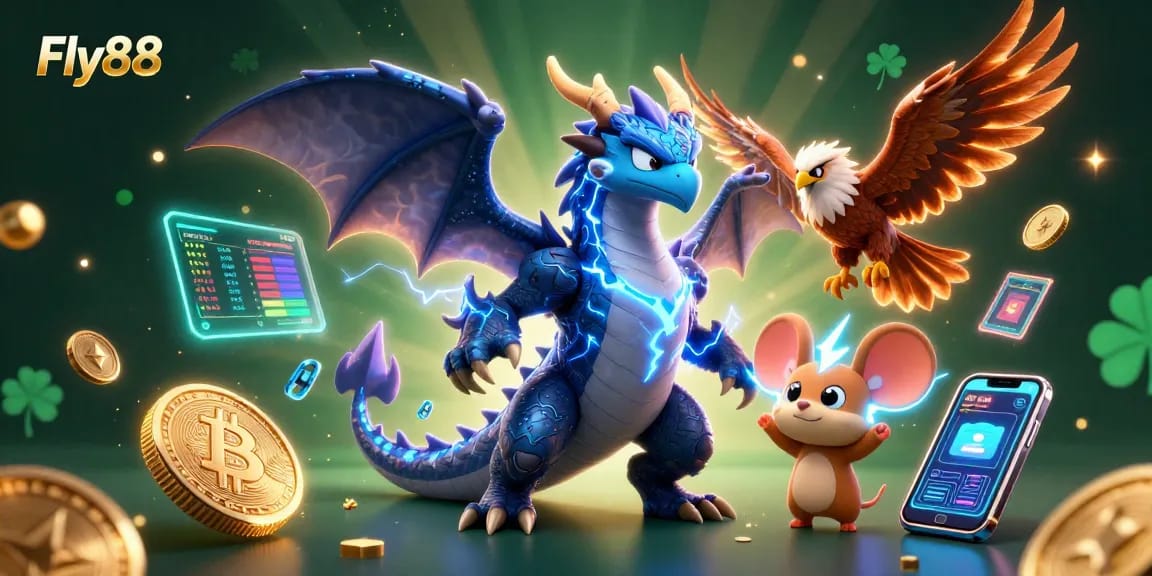 Experience thrilling wins with Fly88's dynamic 3D casino adventure featuring electrifying characters.