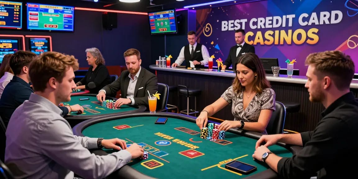 Engaging scene of players enjoying live dealer games at the best credit card casinos, highlighting vibrant gaming atmosphere and exciting interactions.