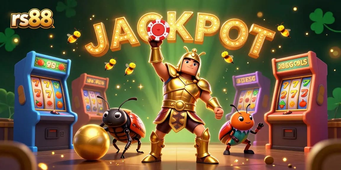 Experience winning strategies with rs88 in a vibrant casino scene featuring colorful characters and gaming elements.