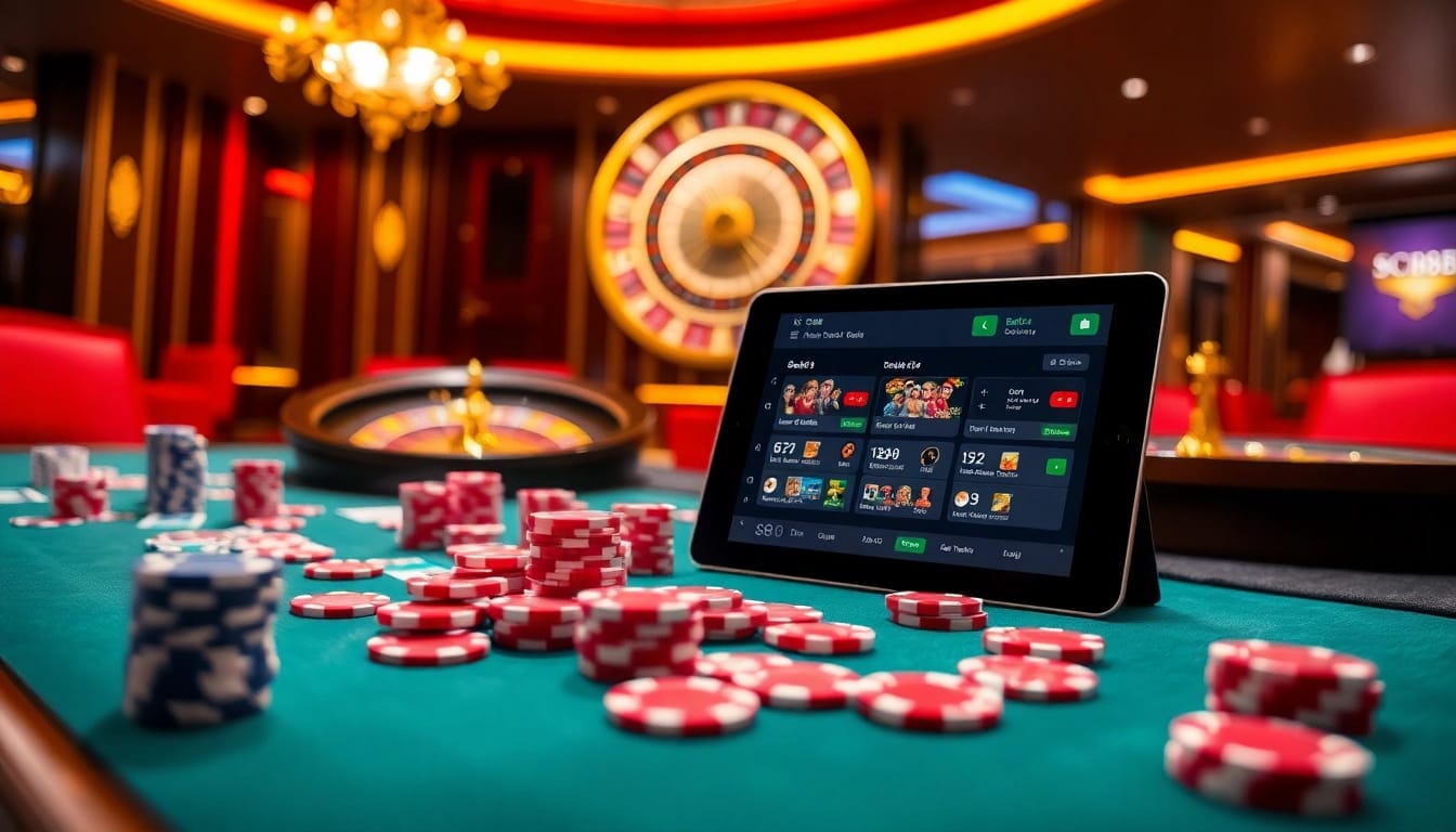Engage in thrilling online gambling at http://sc88.link/ with vibrant casino chips and cards.