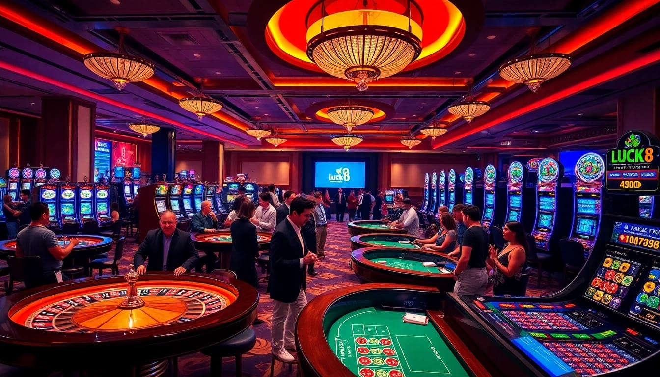 Experience the excitement of Luck 8 with engaging roulette tables and vibrant slot machines.