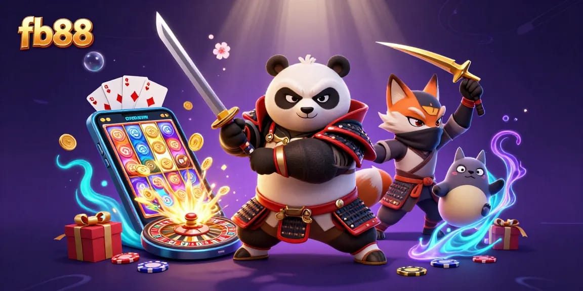 Experience thrilling gaming action on fb88 with dynamic characters, vibrant slot games, and energetic casino elements.