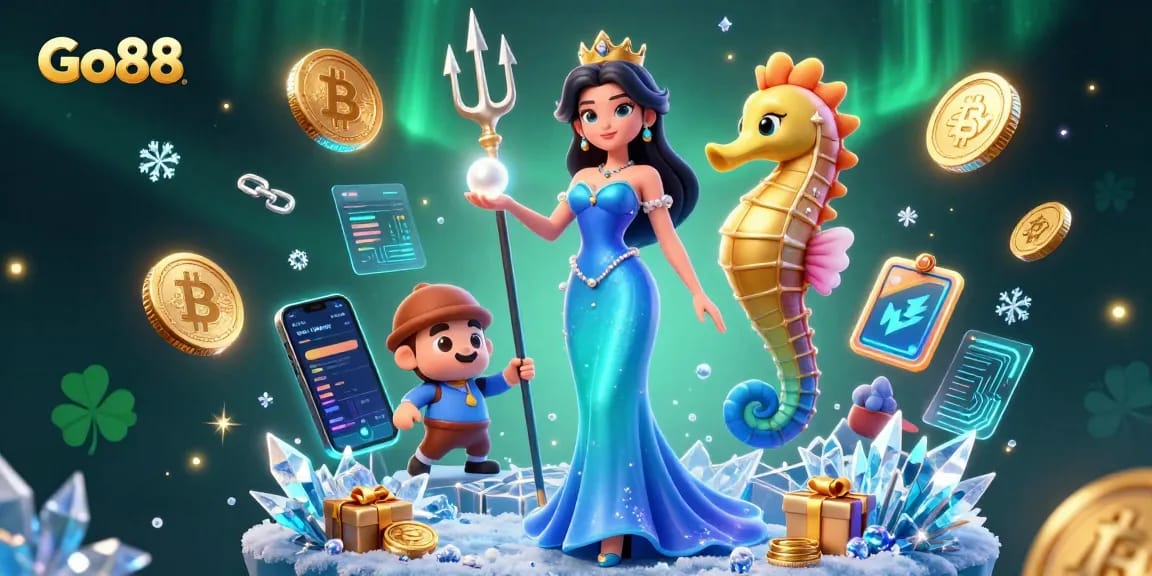 Experience thrilling gaming at Go88 with vibrant characters amidst exciting casino elements.