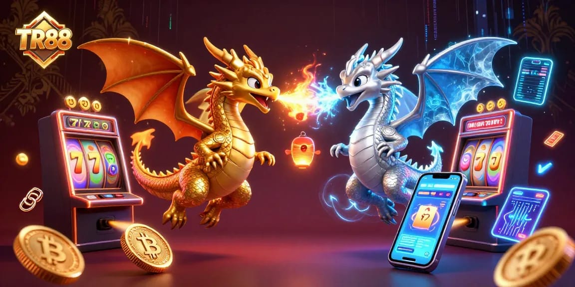 Win big with TR88 at lively slot games featuring intertwining dragons and cryptocurrencies.