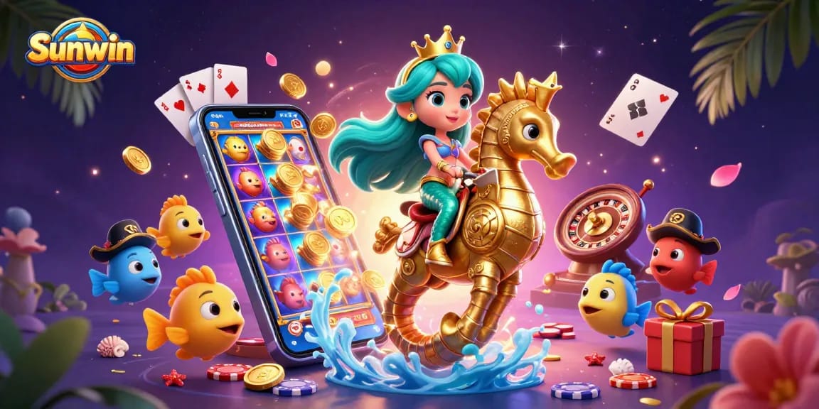 Spin thrilling slot games with Sunwin, featuring colorful characters and casino elements in action.