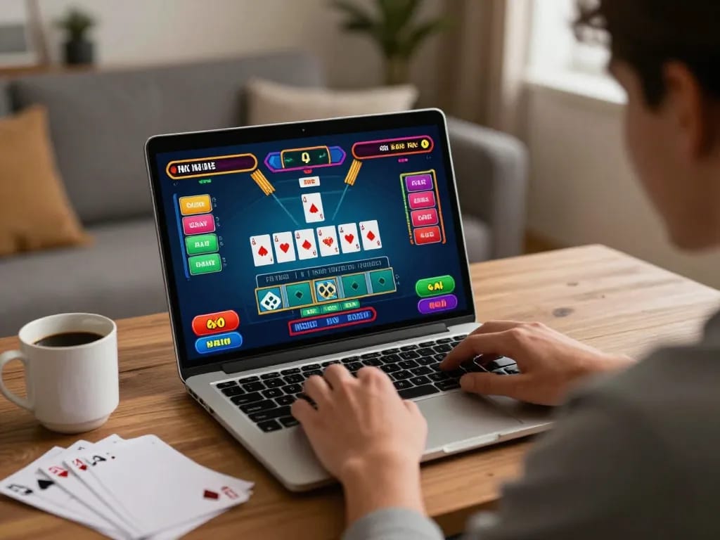 Engaging player experiences baccarat online at https://go8.agency/ in a cozy home setting with gaming notes.