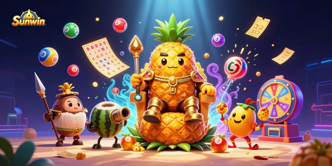 Sunwin casino scene featuring vibrant characters and dynamic gaming elements in a lively atmosphere.