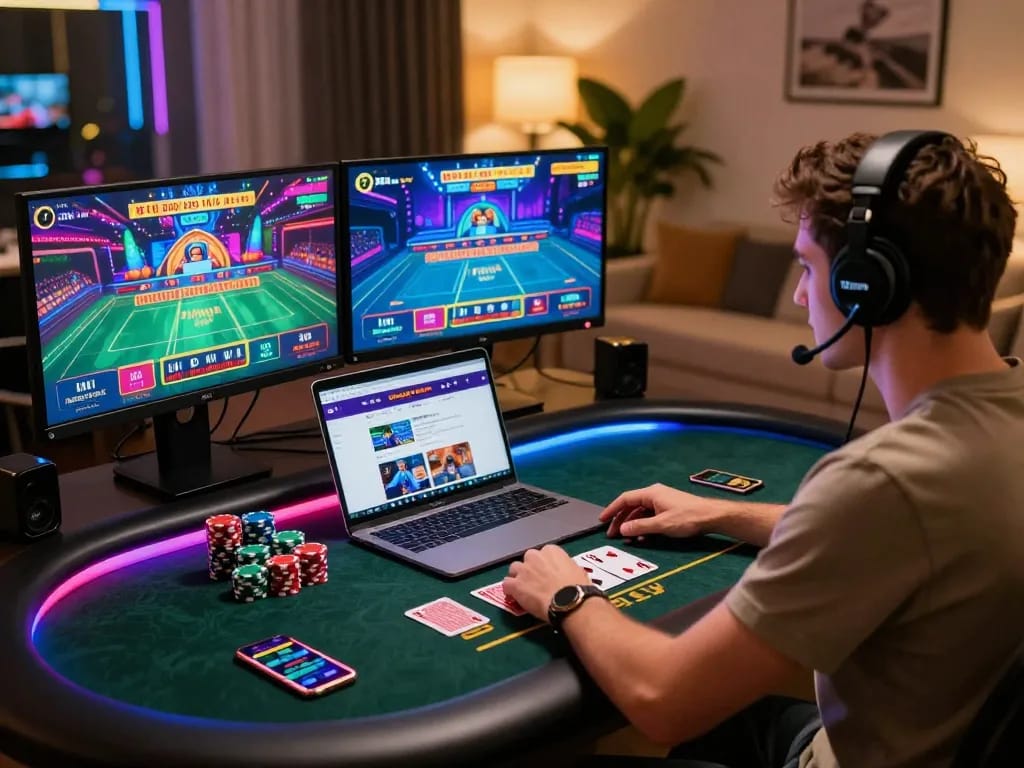 Exciting online gambling experience with 23win gaming scene and vibrant live dealer setup.