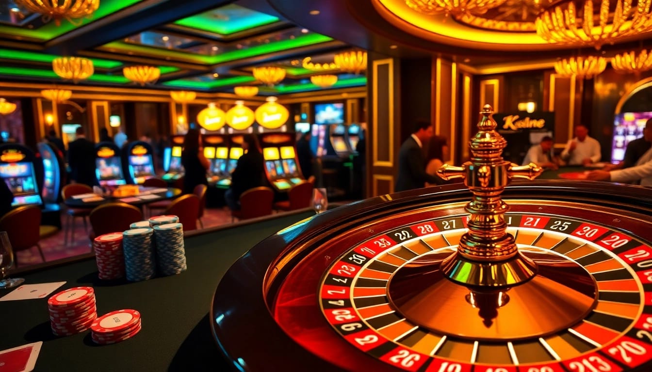 Engage in thrilling gameplay at KK55 with luxury casino elements and vibrant poker tables.