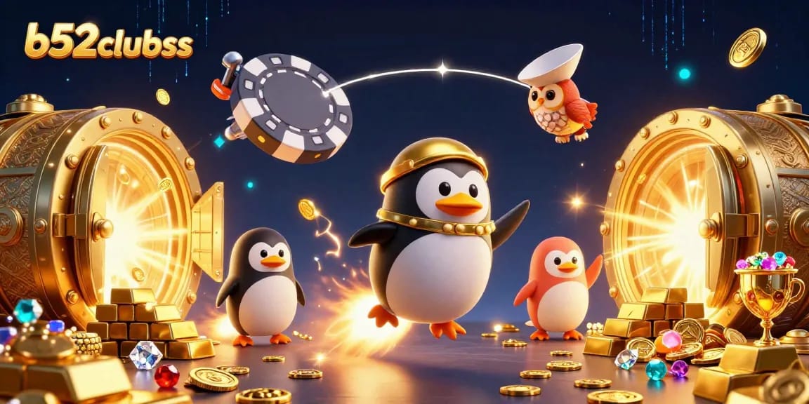 Experience thrilling wins at b52clubss where a golden penguin rockets past a casino chip!