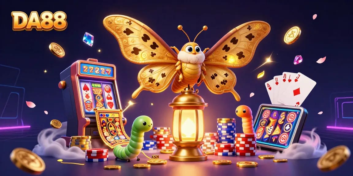 Engage in thrilling slot gameplay with DA88, showcasing vivid animations and immersive casino elements.