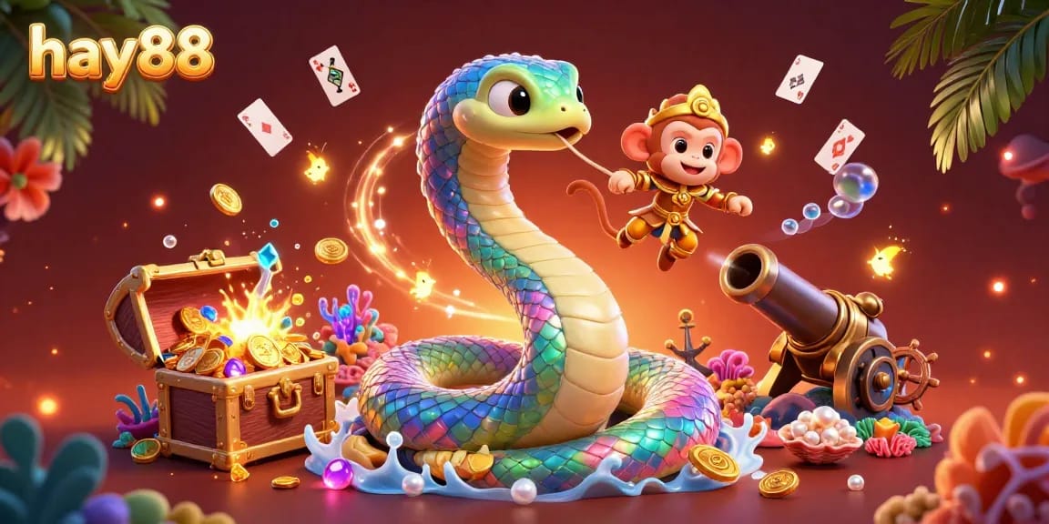Experience the vibrant gaming atmosphere of hay88 with lively characters and dynamic casino elements.