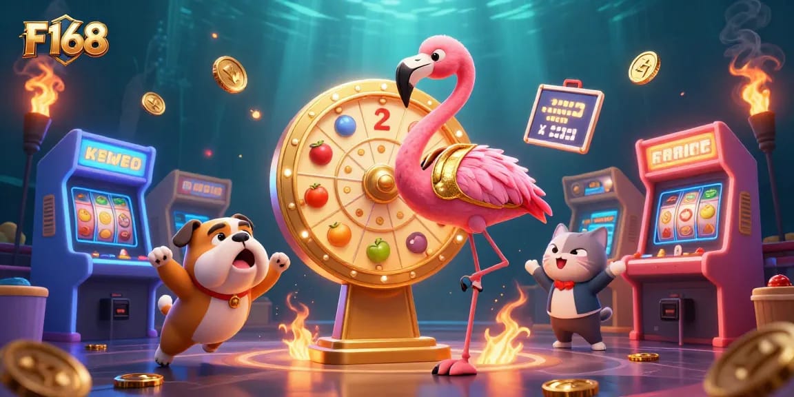 Experience thrilling wins at F168 with vibrant game elements and lively characters.