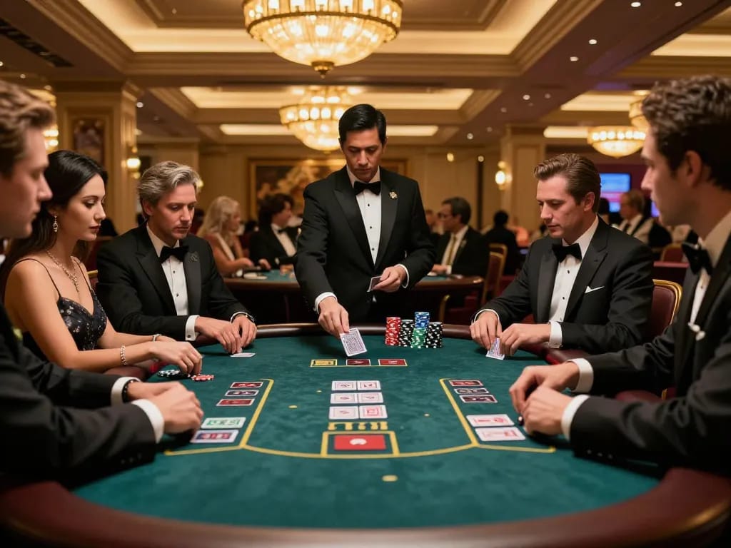Engaging moment at ta888 blackjack table with players focused on strategy and gameplay.