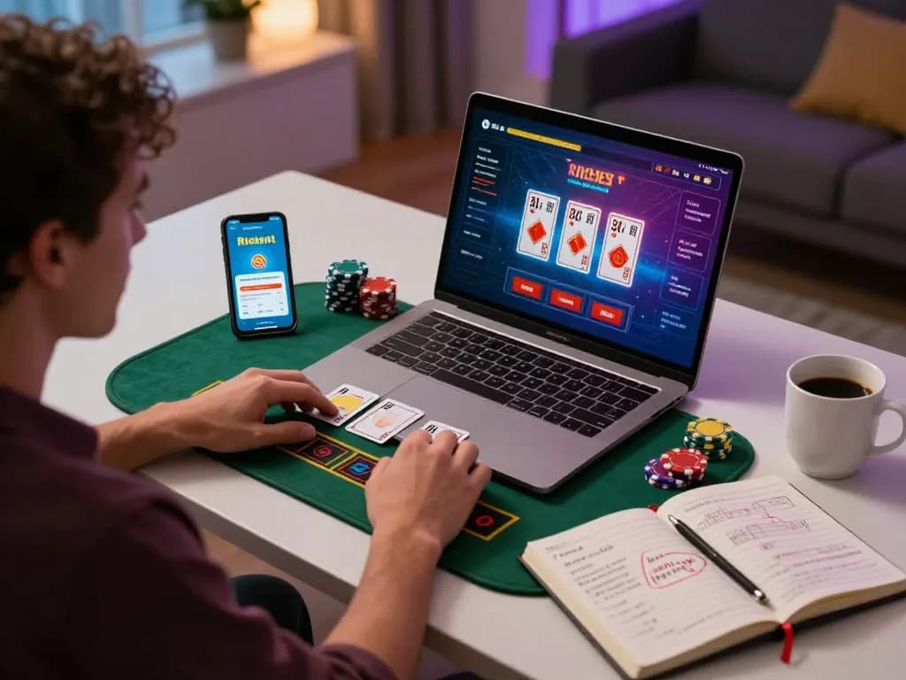 Engaging in a live dealer game on Ricbet from a stylish home setup.