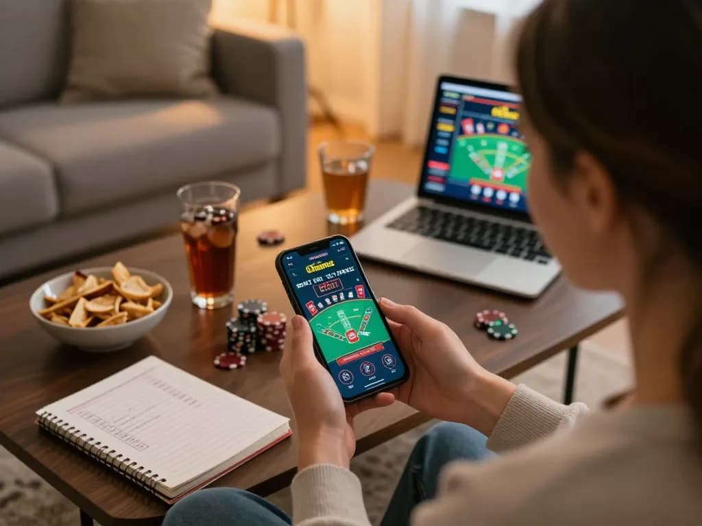 Engaging in exciting mobile casino gameplay on vipwin2 app with snacks nearby