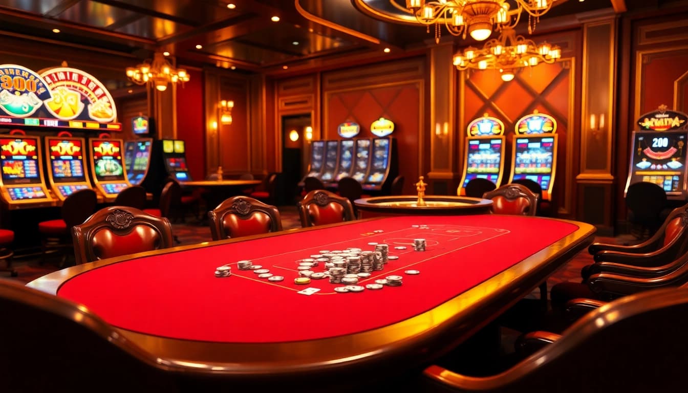 Experience thrilling gameplay at chotruyen's luxurious poker table with vibrant chips and roulette.