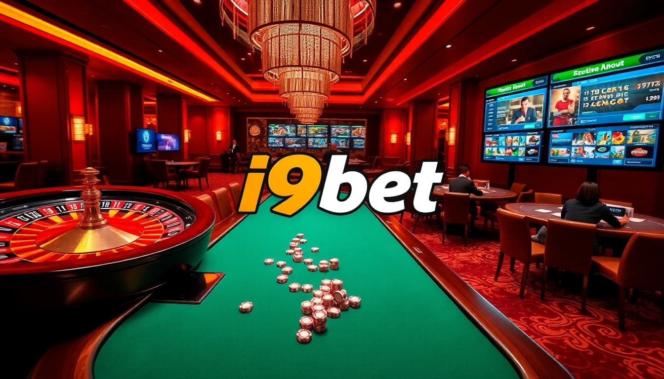 I9bet showcasing a luxurious casino environment with engaging games and vibrant atmosphere.