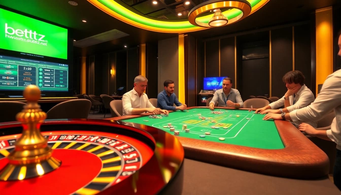 Poker table action featuring chips and roulette wheel available at https://pub88z.net/ for exciting casino experiences.