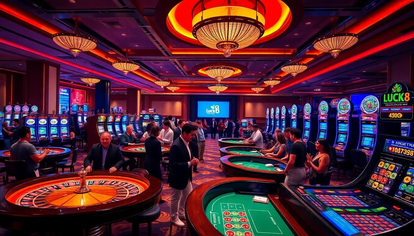 Experience the excitement of Luck 8 with engaging roulette tables and vibrant slot machines.