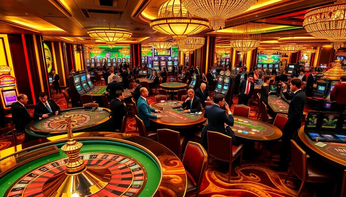 Kuwin players enjoying a thrilling casino experience with vibrant games and luxurious ambiance