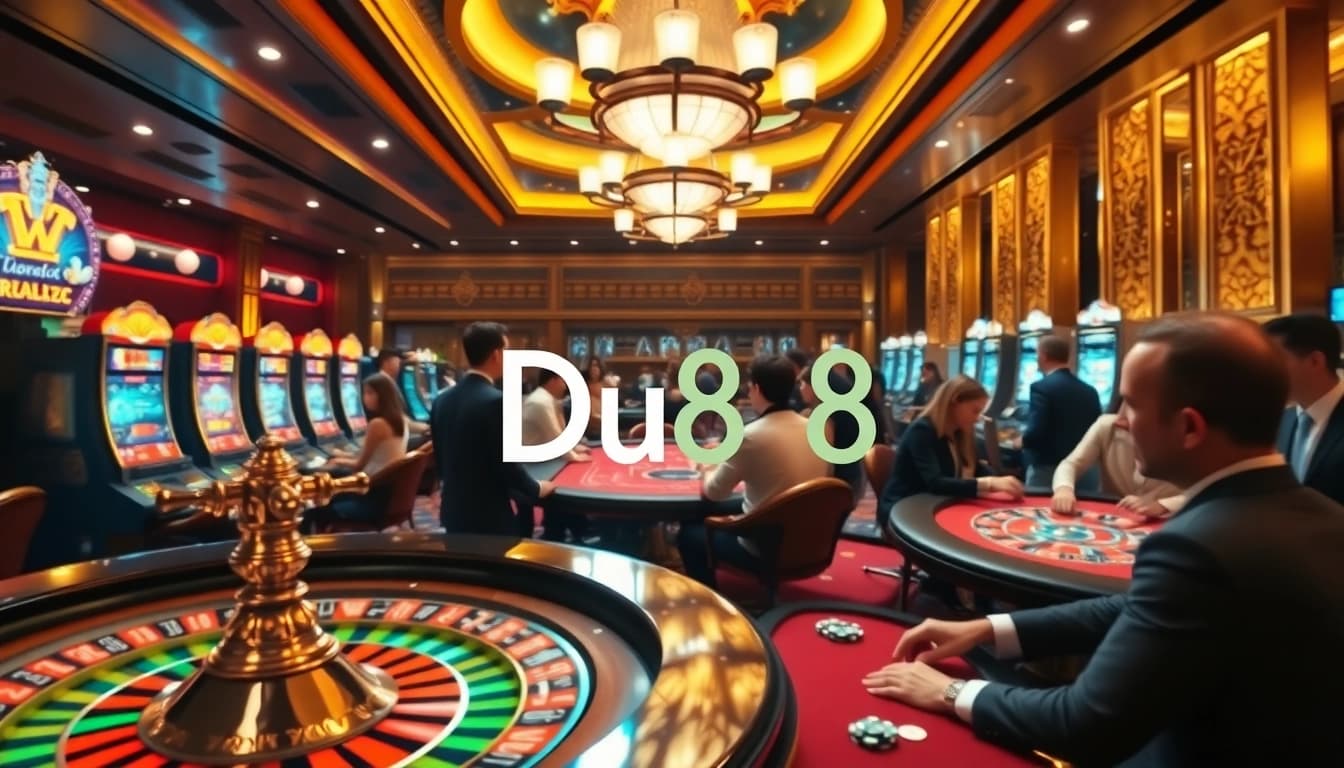 Experience the thrill of Du88 at a luxurious casino with players engaging in exciting games.