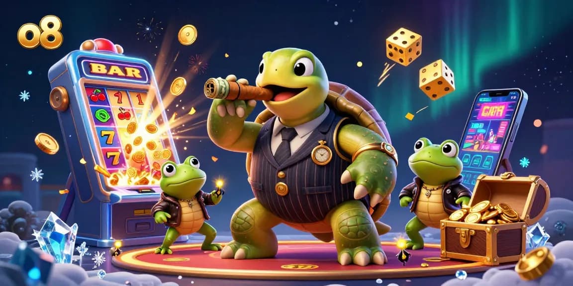 Experience thrilling wins with o8's vibrant 3D slot scene featuring lively characters and jackpots.