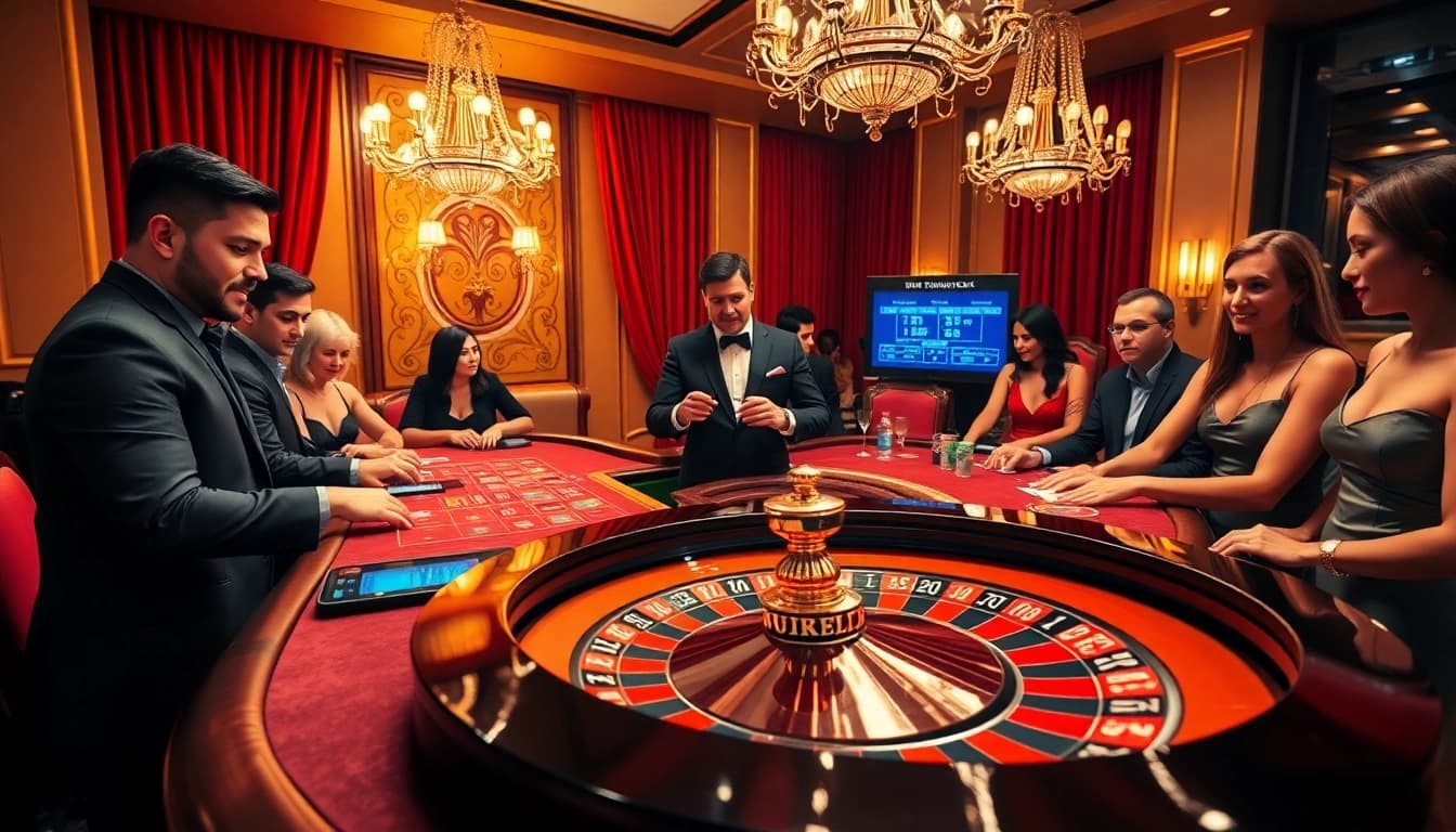 Engaging in thrilling bets while reviewing tỷ lệ kèo nhà cái at a luxurious casino table.