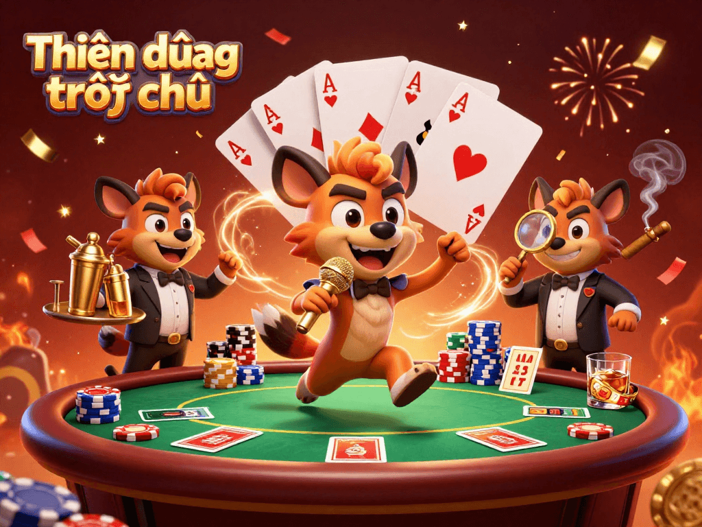Engaging scene at Thiên đường trò chơi with hyenas in a vibrant casino atmosphere, showcasing comedy and gaming.