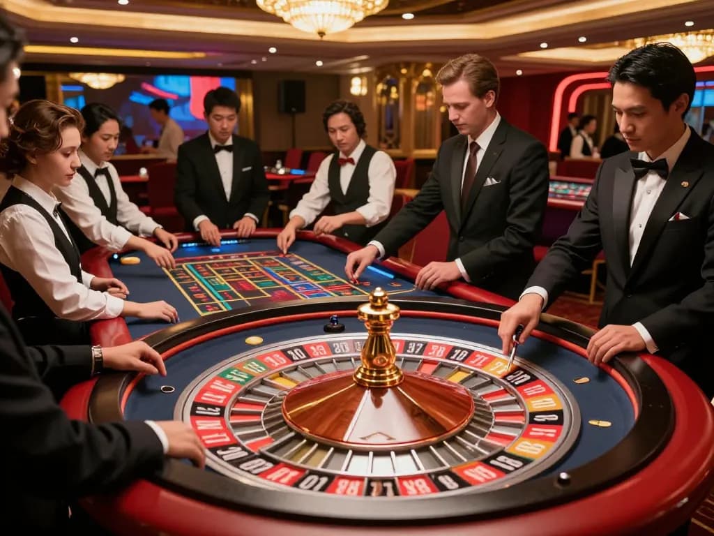 Players engage in intense roulette betting at go86vn, highlighting the excitement of casino gaming.