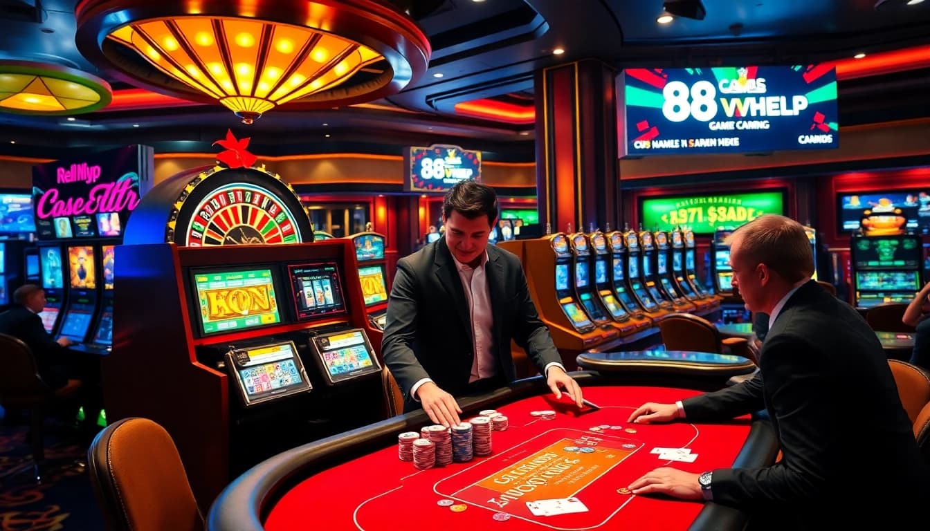 Experience thrilling gaming action at 88vv.help with vibrant casino tables and professionals.