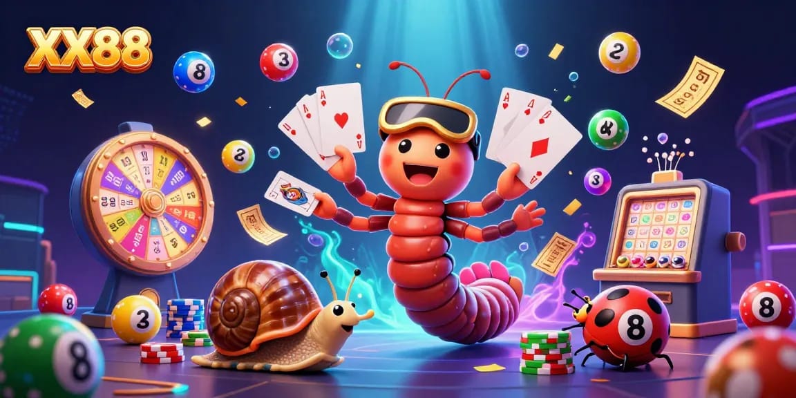 Engage with thrilling XX88 gaming action featuring a colorful dealer and vibrant game elements.