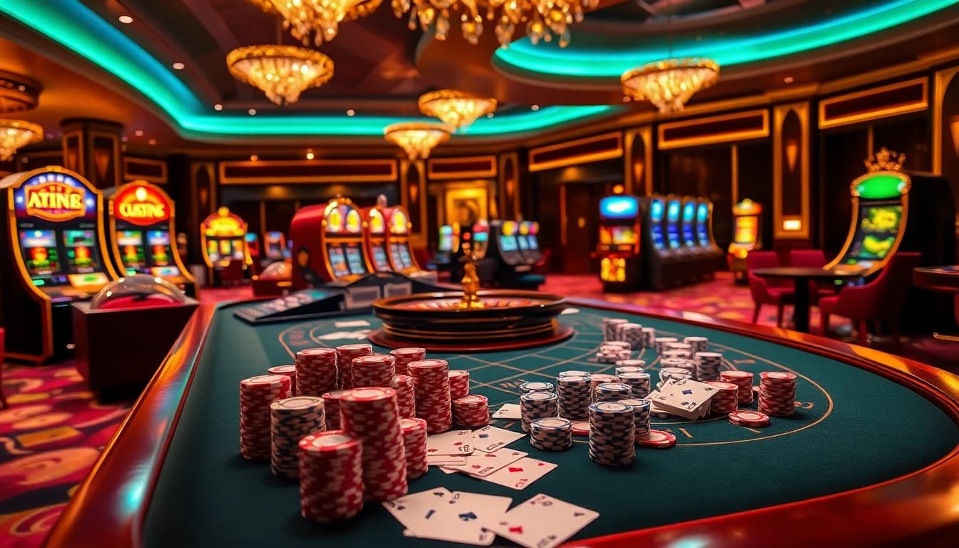 Poker chips and cards on a luxurious gaming table showcasing the excitement of 79 king.