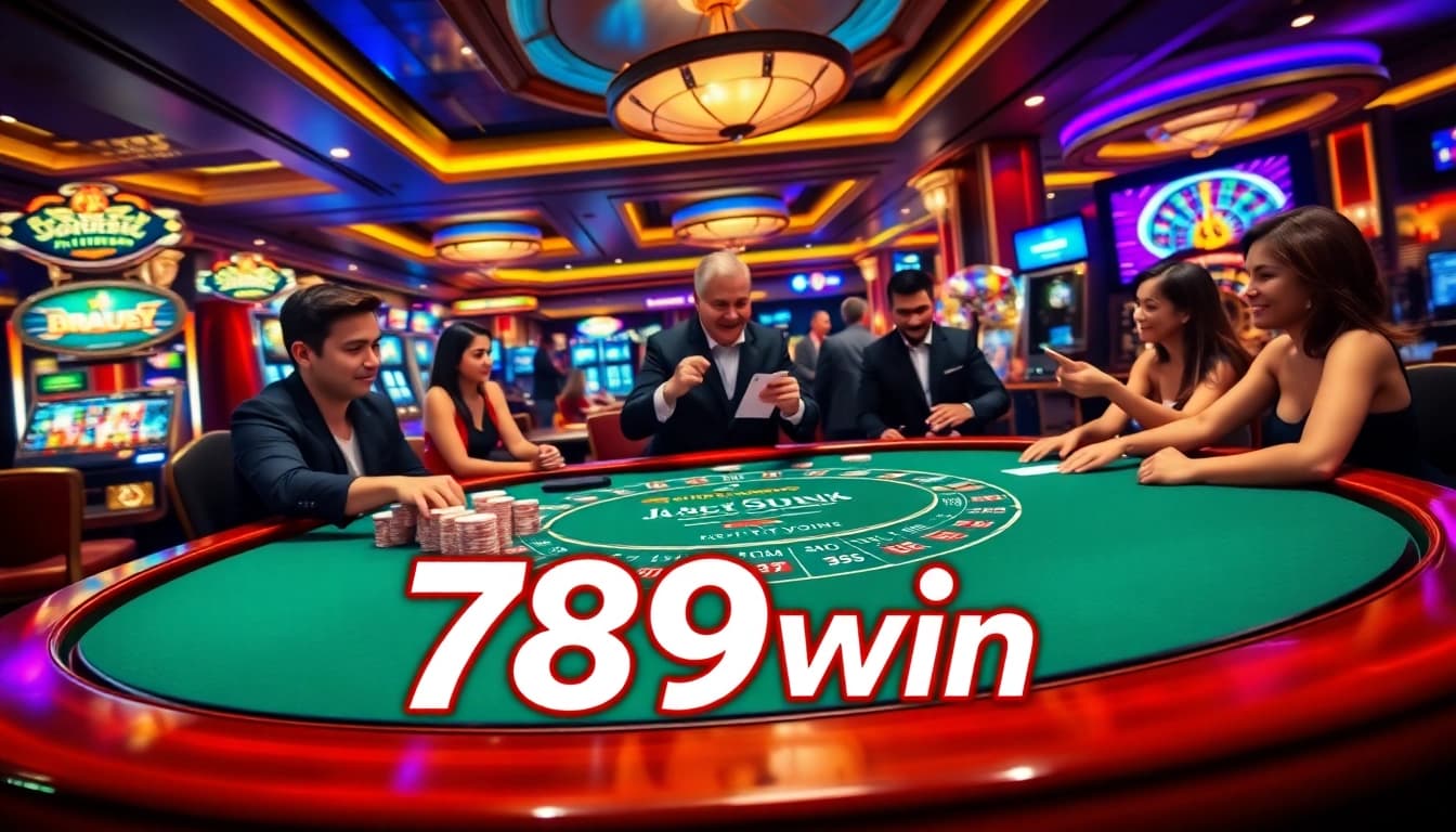 Players enthusiastically winning at the blackjack table in a 789win casino scene.