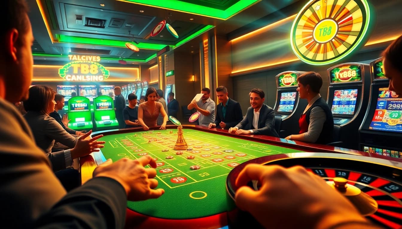 Exciting players win big at the tk88 casino gaming table with vibrant colors and dynamic atmosphere.