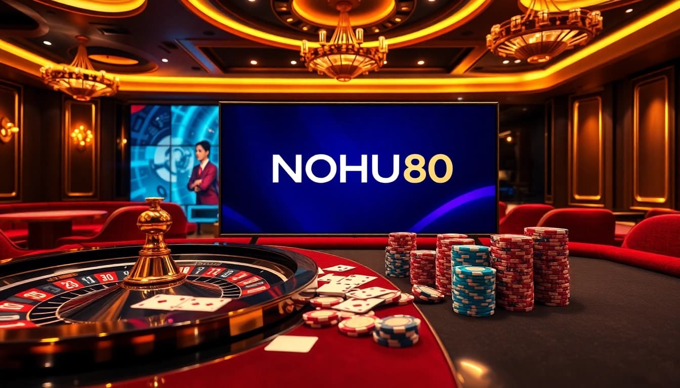 Engage with thrilling games at NHÀ CÁI NOHU90, showcasing an exciting casino atmosphere.