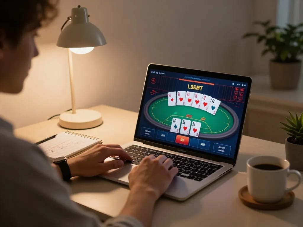 Engaging online gaming experience with TR88 poker action on laptop at home
