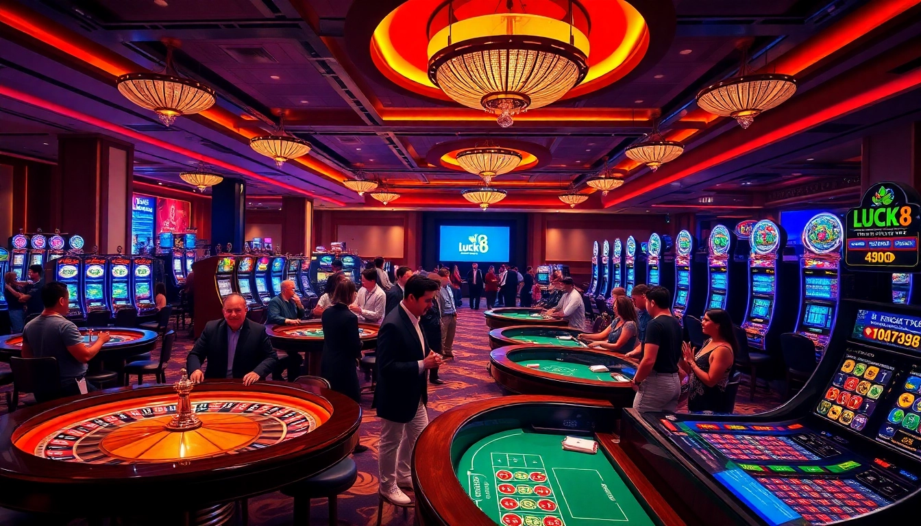Experience the excitement of Luck 8 with engaging roulette tables and vibrant slot machines.