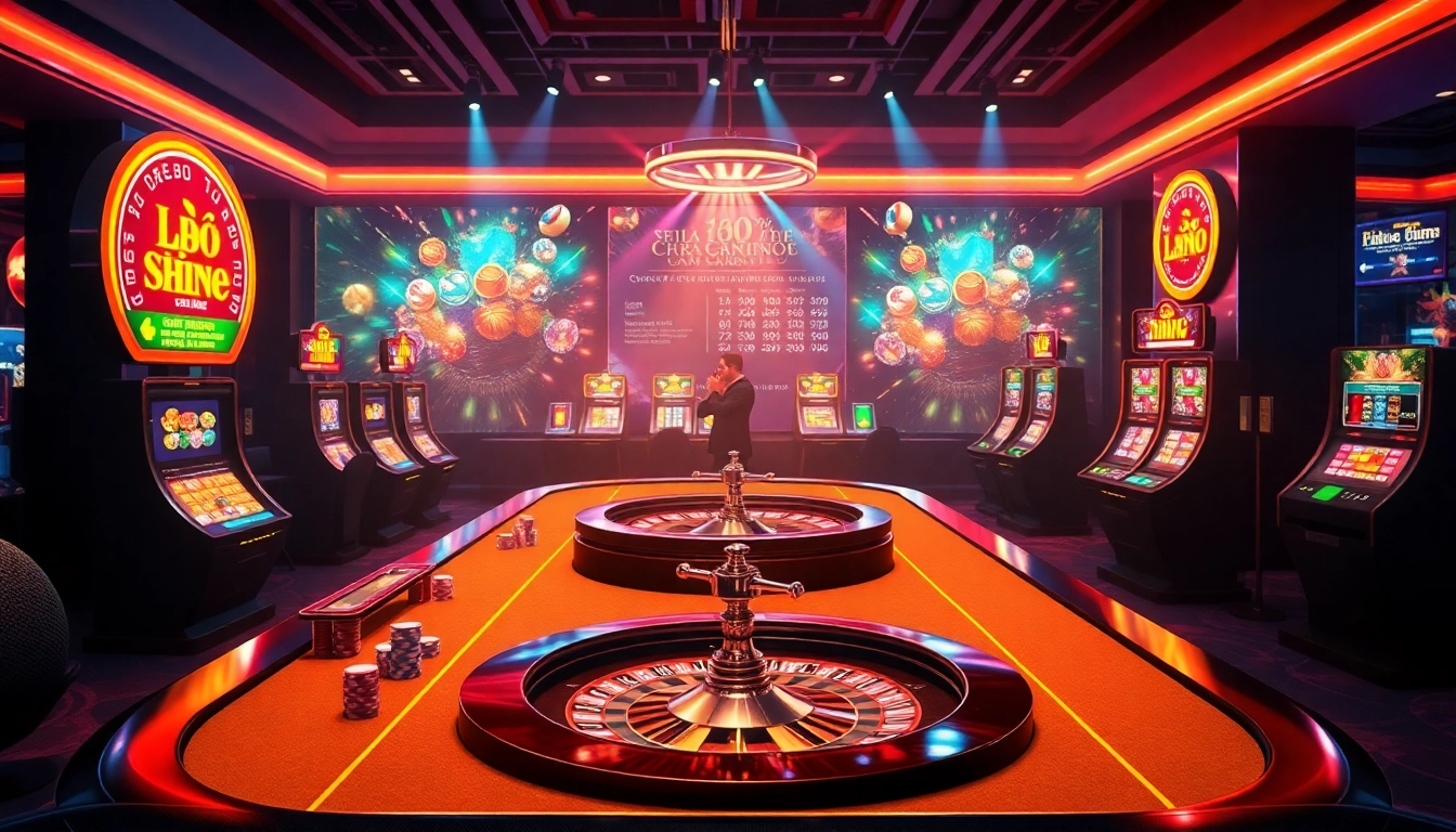 Lô đề online gameplay depicted in a vibrant digital casino scene with poker chips and slot machines.