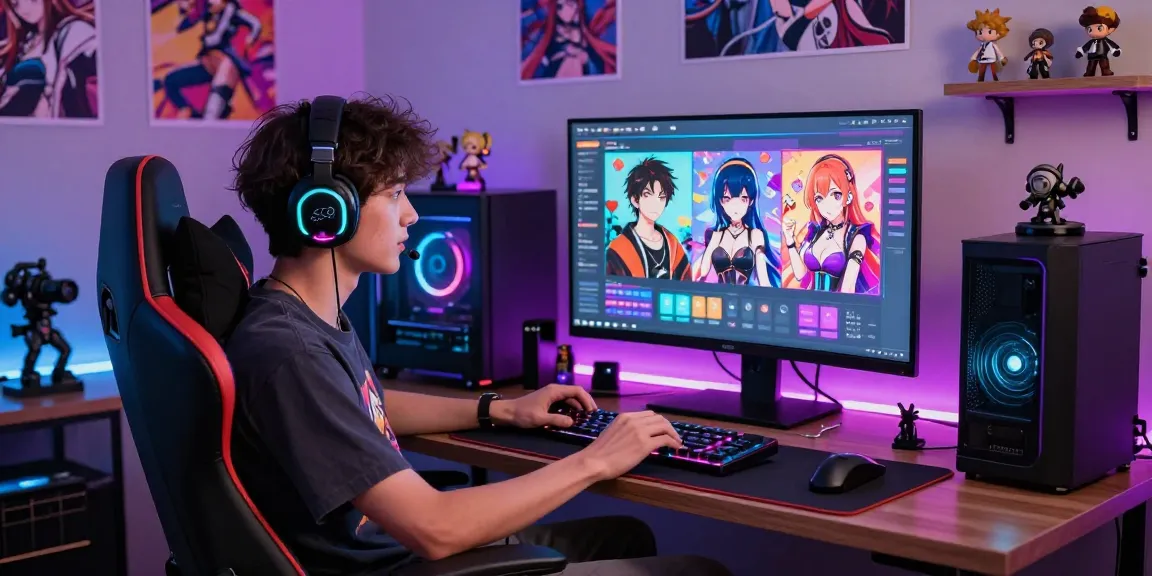 Engage with ecchi chat AI characters in a vibrant digital space filled with anime aesthetics.