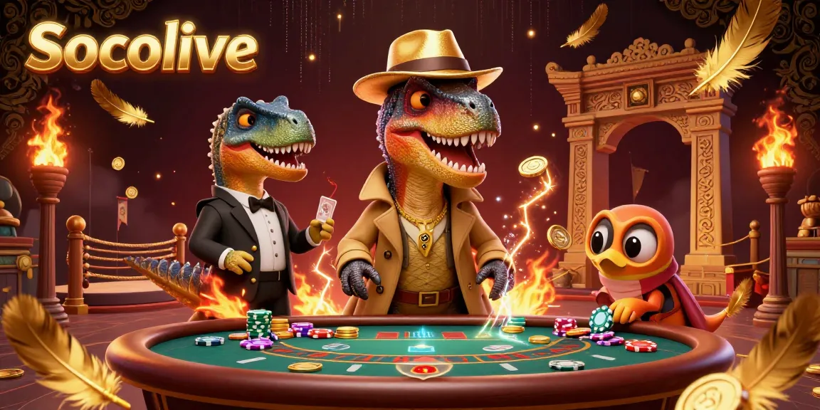 Socolive invites gamers to experience thrilling blackjack action in a vibrant, animated casino scene.