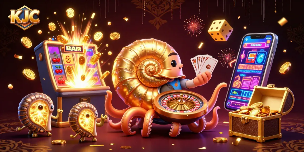 Experience thrilling action at KJC with a vibrant 3D casino scene featuring a giant nautilus as a roulette wheel.