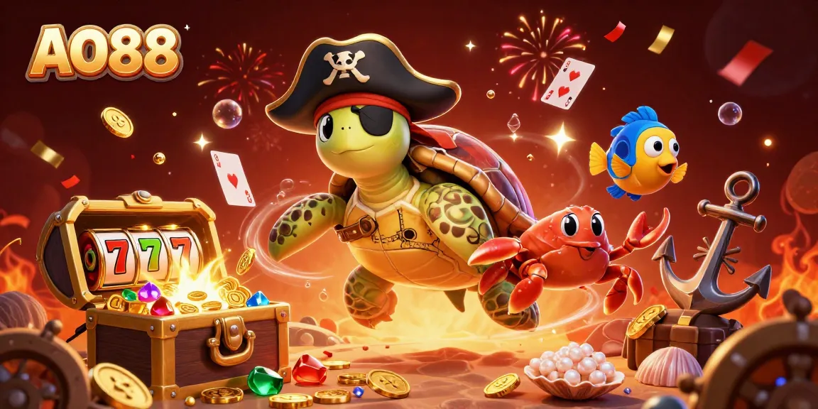 Experience excitement at AO88 with a lively scene of casino elements and engaging characters.