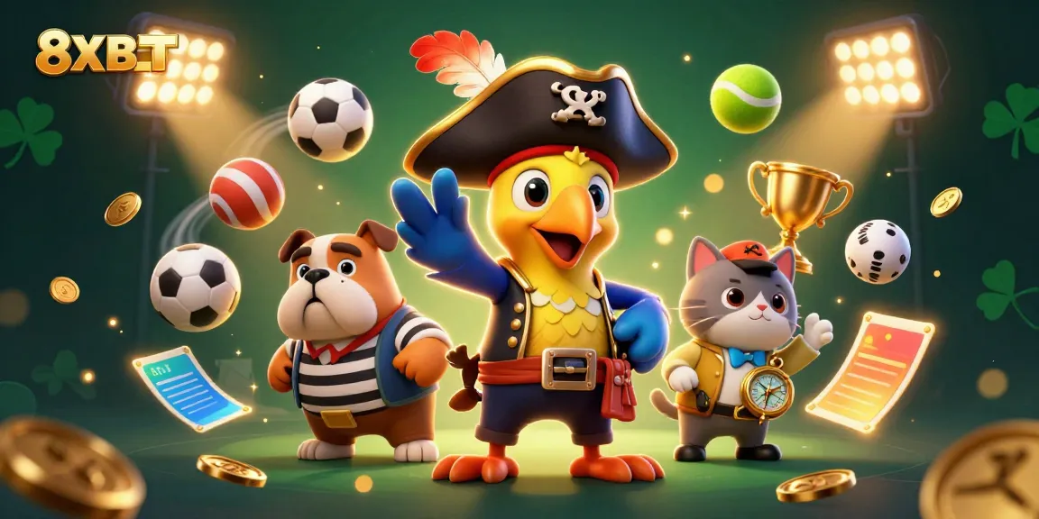 8XBET enhances excitement with vibrant 3D pirate-themed casino scene featuring lively characters and dynamic gaming elements.