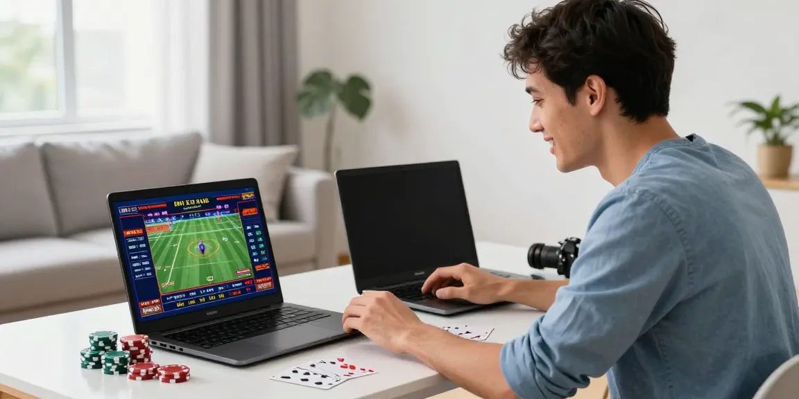 Excited user engaging with 11 bet online platform, showcasing vibrant sports graphics and betting tools.