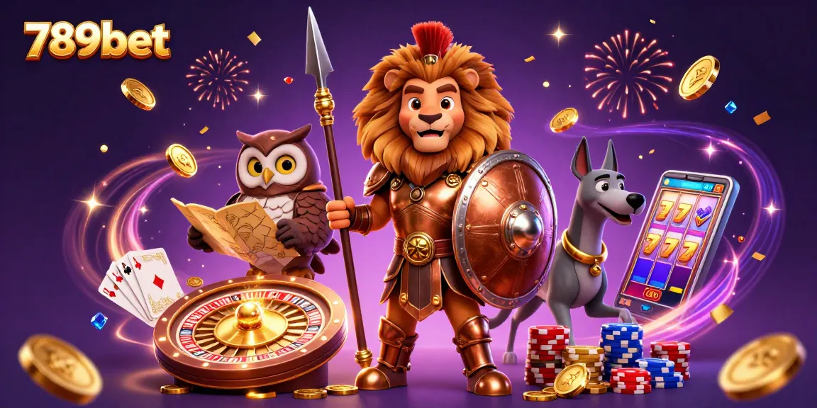 Experience the thrill of 789bet with vibrant 3D casino characters amid sparkling elements.