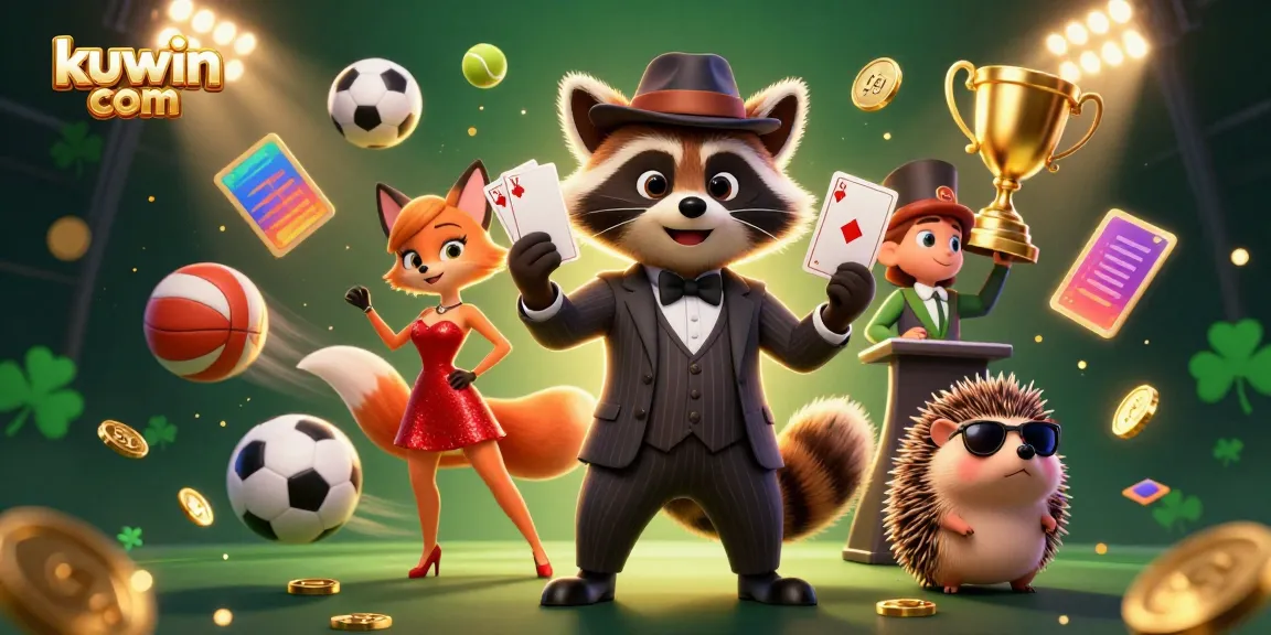 Engage in exciting games at kuwin com with a suave raccoon, stylish fox, and hedgehog bouncer.