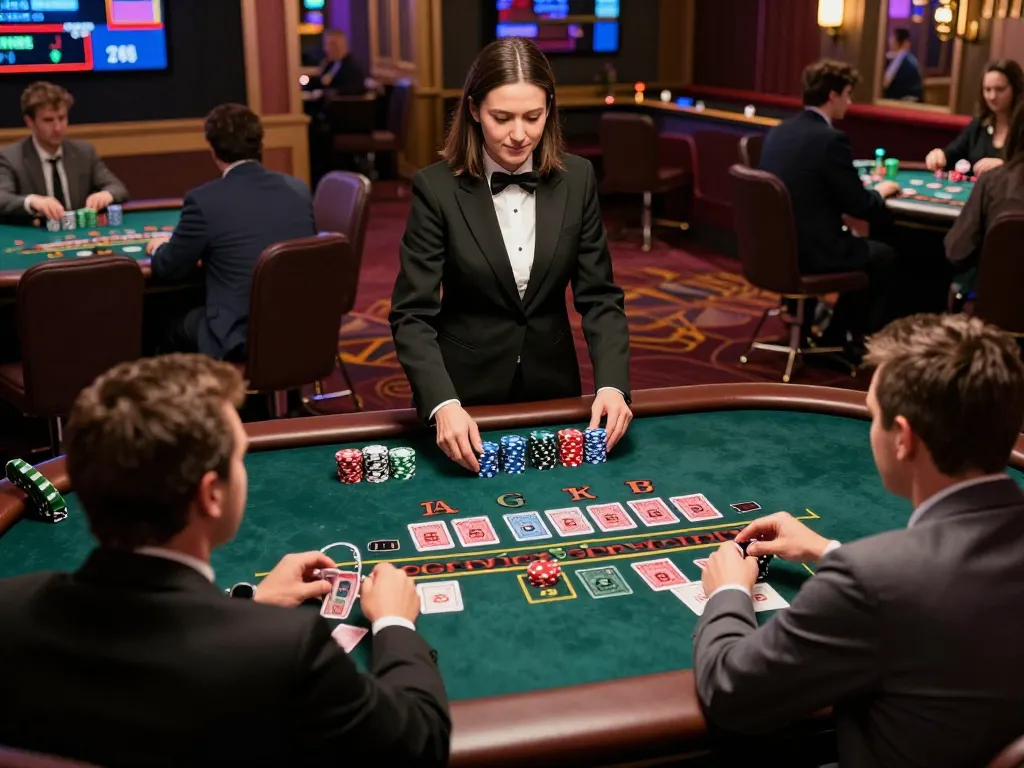 Gk88 players enjoying a live dealer blackjack game in a captivating casino atmosphere.