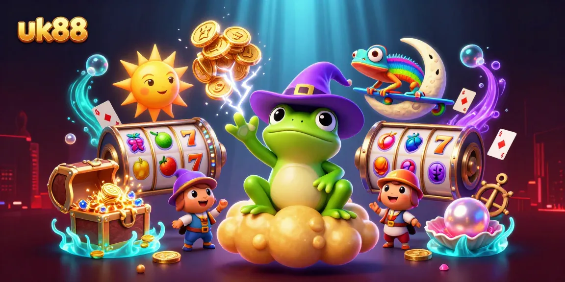 Engage with uk88 casino adventures featuring golden coins, vibrant slots, and whimsical characters.